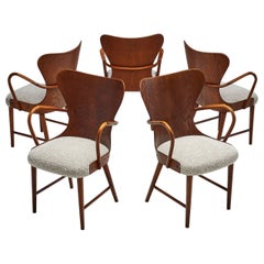 Set of Five Armchairs by Søren Hansen for Fritz Hansen, Denmark 1943