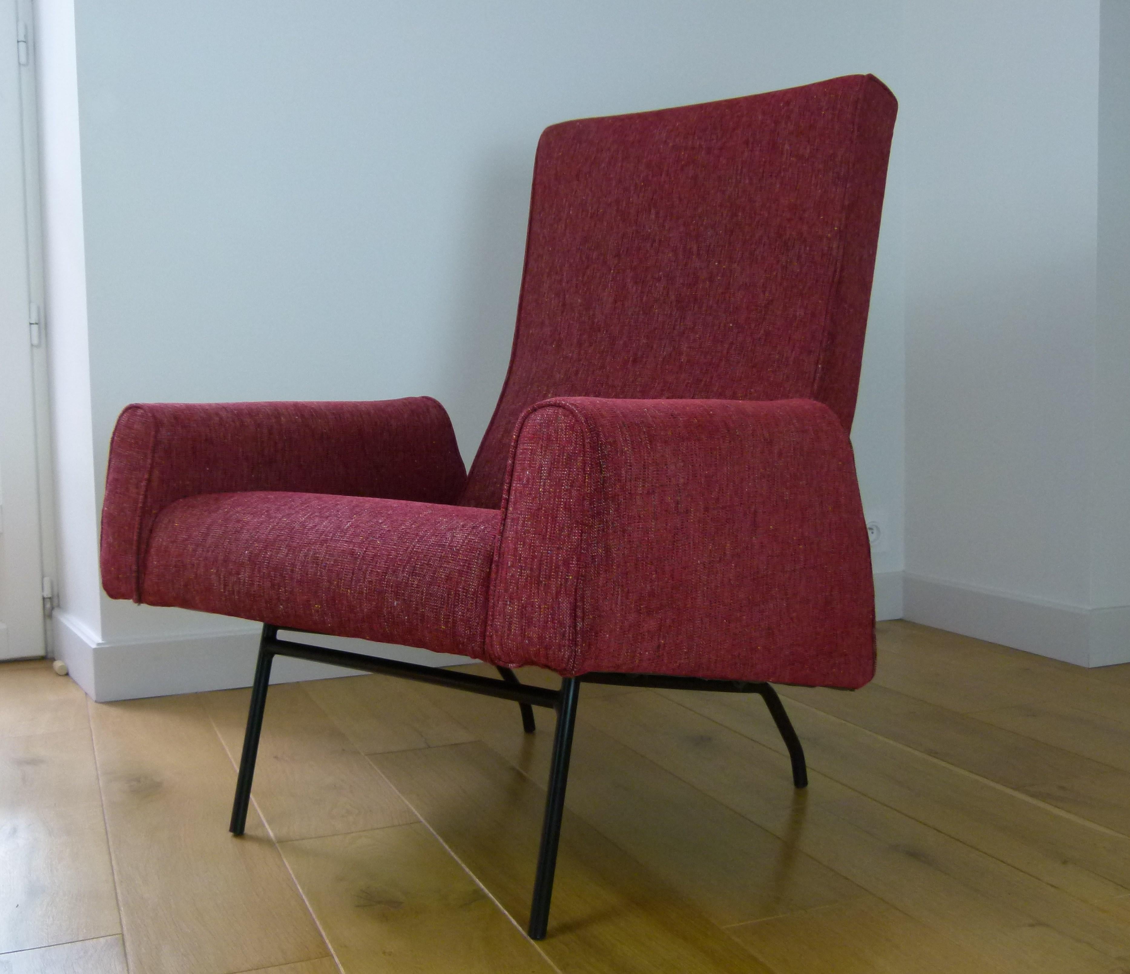 Set of Five Armchairs Forming Lounge by L.Paolozzi, 1955-1960s In Excellent Condition In Saint-Ouen, FR