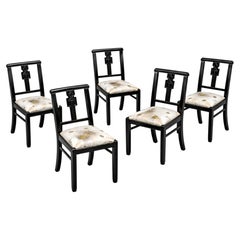 Set of Five Art Deco Black Lacquer Chairs, 20th Century