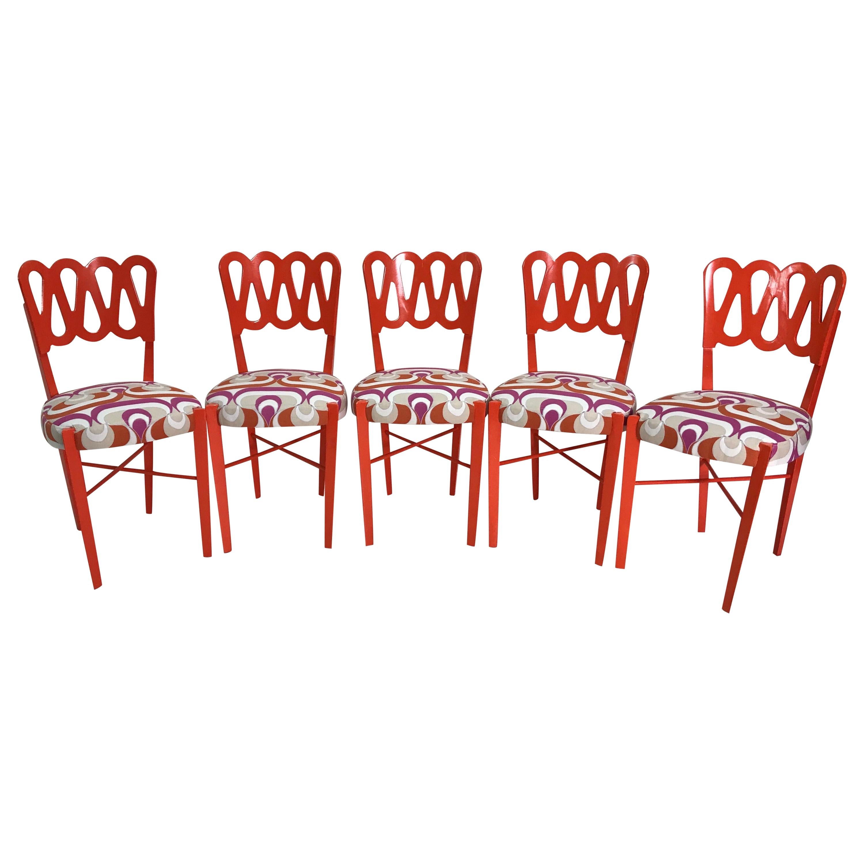 Set of Five Art Deco Ribbon Back Chairs For Sale
