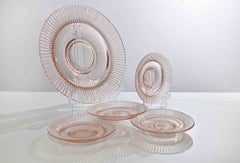 Vintage Set of Five Transparent Pink Art Glass Plates, Italy, 1970s