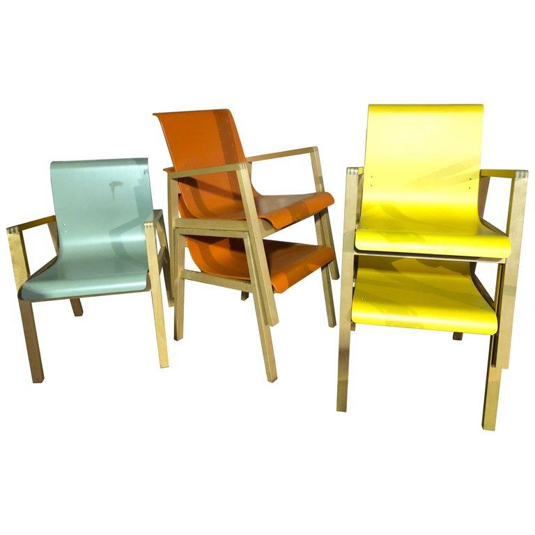 Modern Set of Five Artek Hallway Chairs by Alvar Aalto