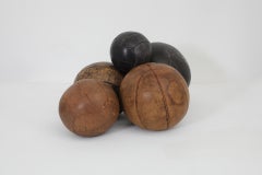 Set of Five Assorted Vintage Leather Gymnastics Medicine Balls