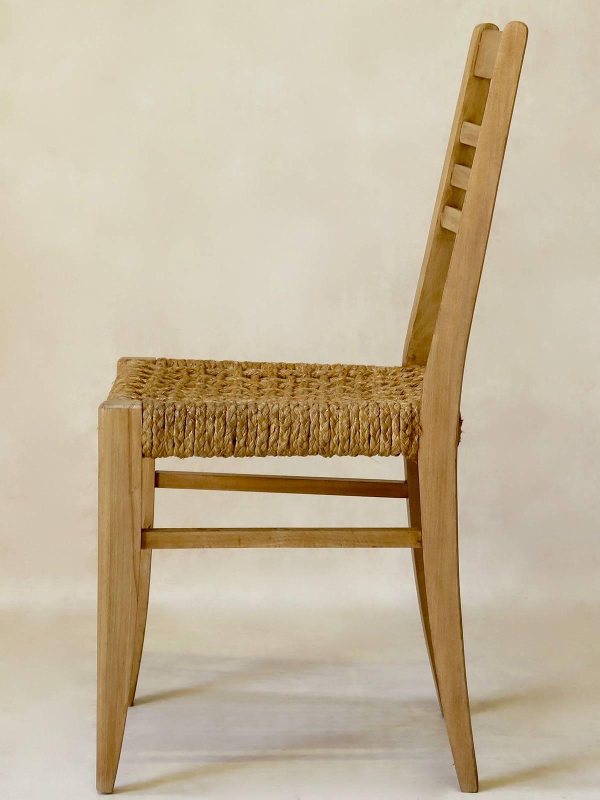Mid-Century Modern Set of Five Audoux-Minet Attributed Chairs, France, circa 1950s