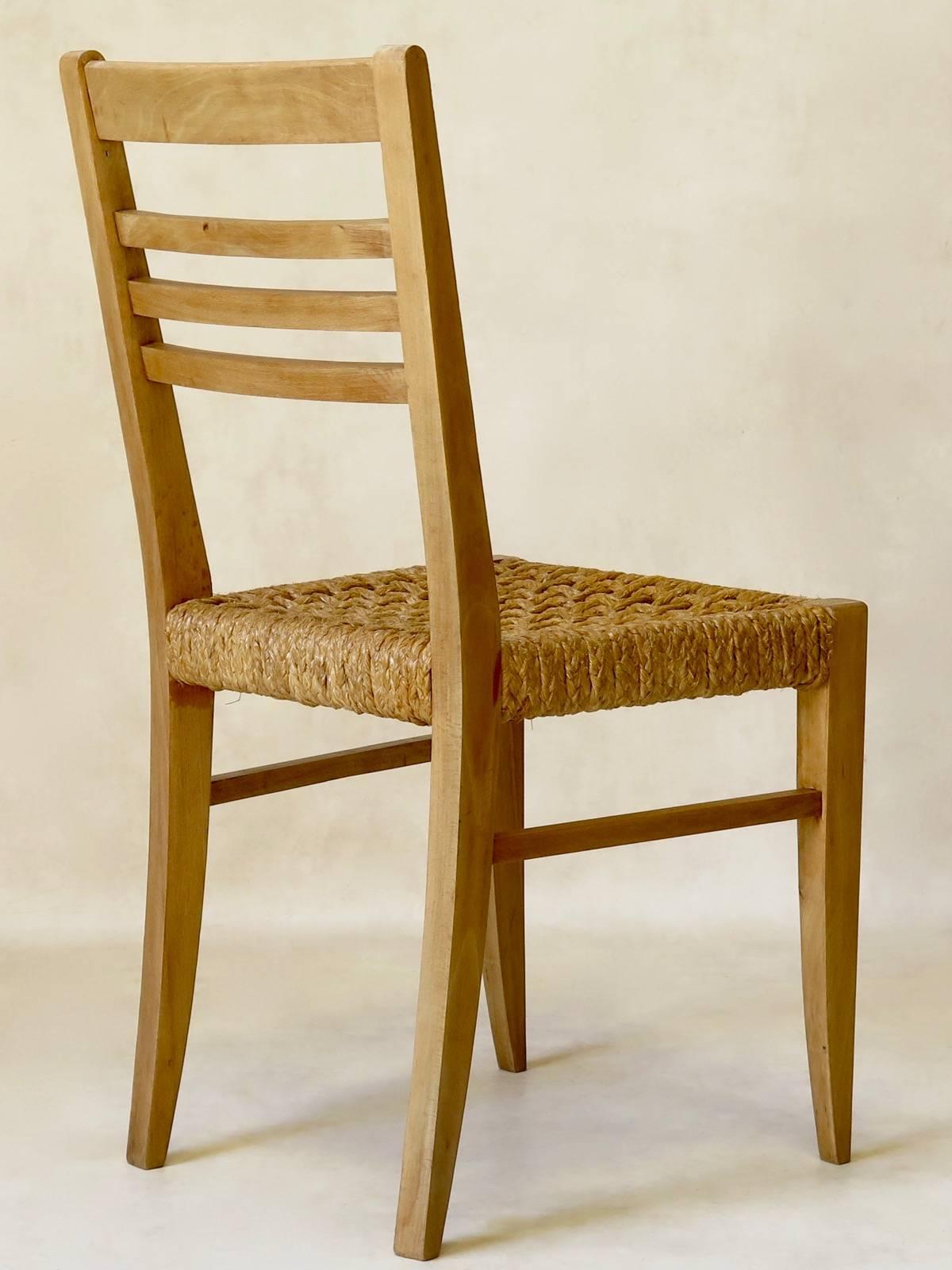 French Set of Five Audoux-Minet Attributed Chairs, France, circa 1950s