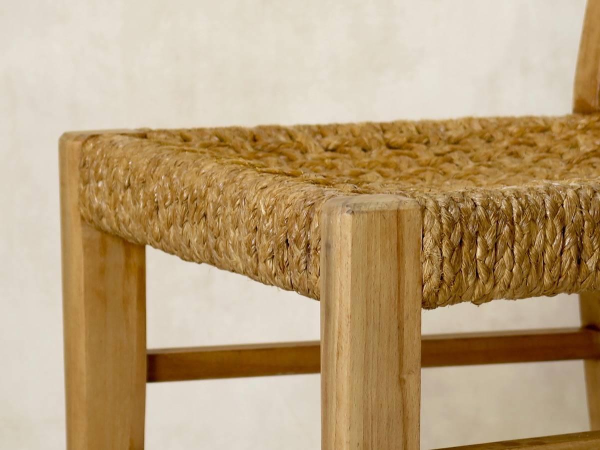 Rope Set of Five Audoux-Minet Attributed Chairs, France, circa 1950s