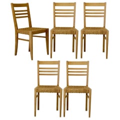 Set of Five Audoux-Minet Attributed Chairs, France, circa 1950s