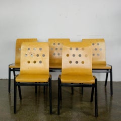 Set of five Austrian Midcentury Roland Rainer Beech Stacking Chairs