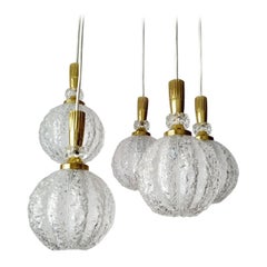 Set of Five Austrian Vintage Glass Globes Ceiling Hanging Lights, 1960s