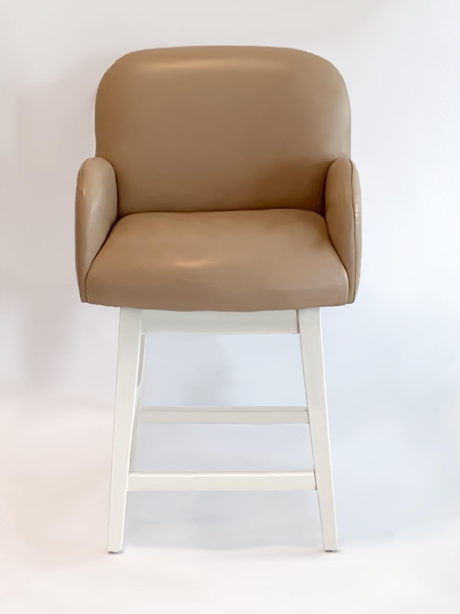 Set of Five Bar or Counter Stools in Lacquer and Leather Midcentury