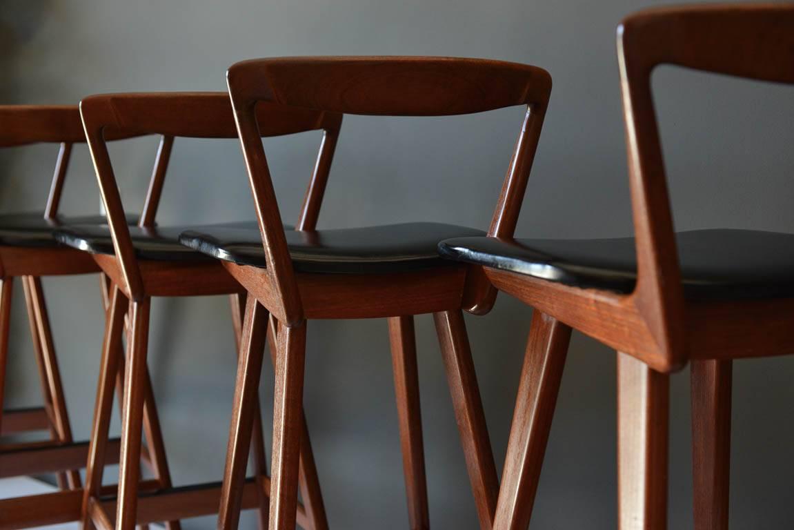 Mid-20th Century Set of Five Barstools by Henry Rosengren Hansen, circa 1960