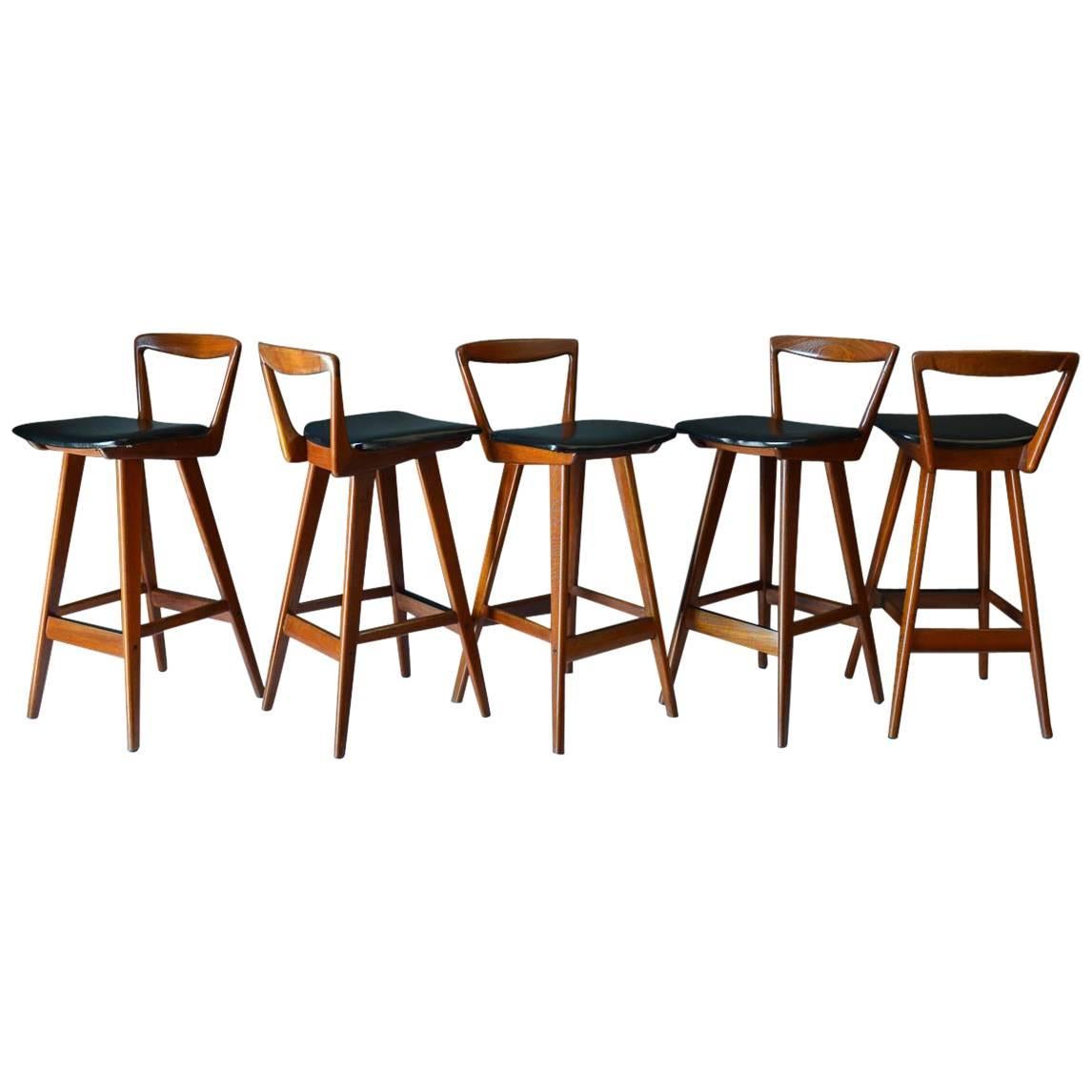 Set of Five Barstools by Henry Rosengren Hansen, circa 1960