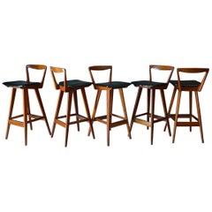 Set of Five Barstools by Henry Rosengren Hansen, circa 1960