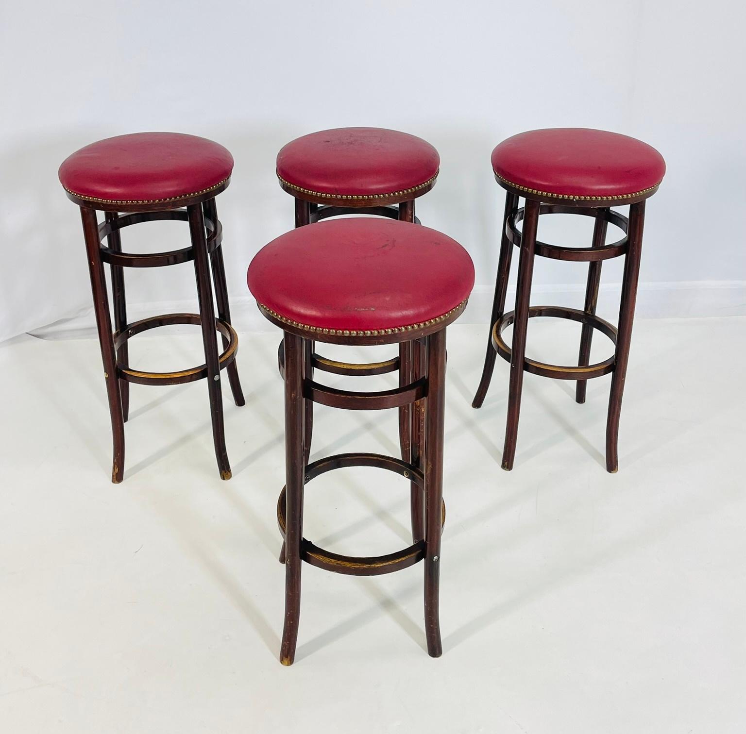 Fait main Ensemble de cinq tabourets de bar de Michael Thonet pour Thonet Furniture, États-Unis, années 1960 en vente