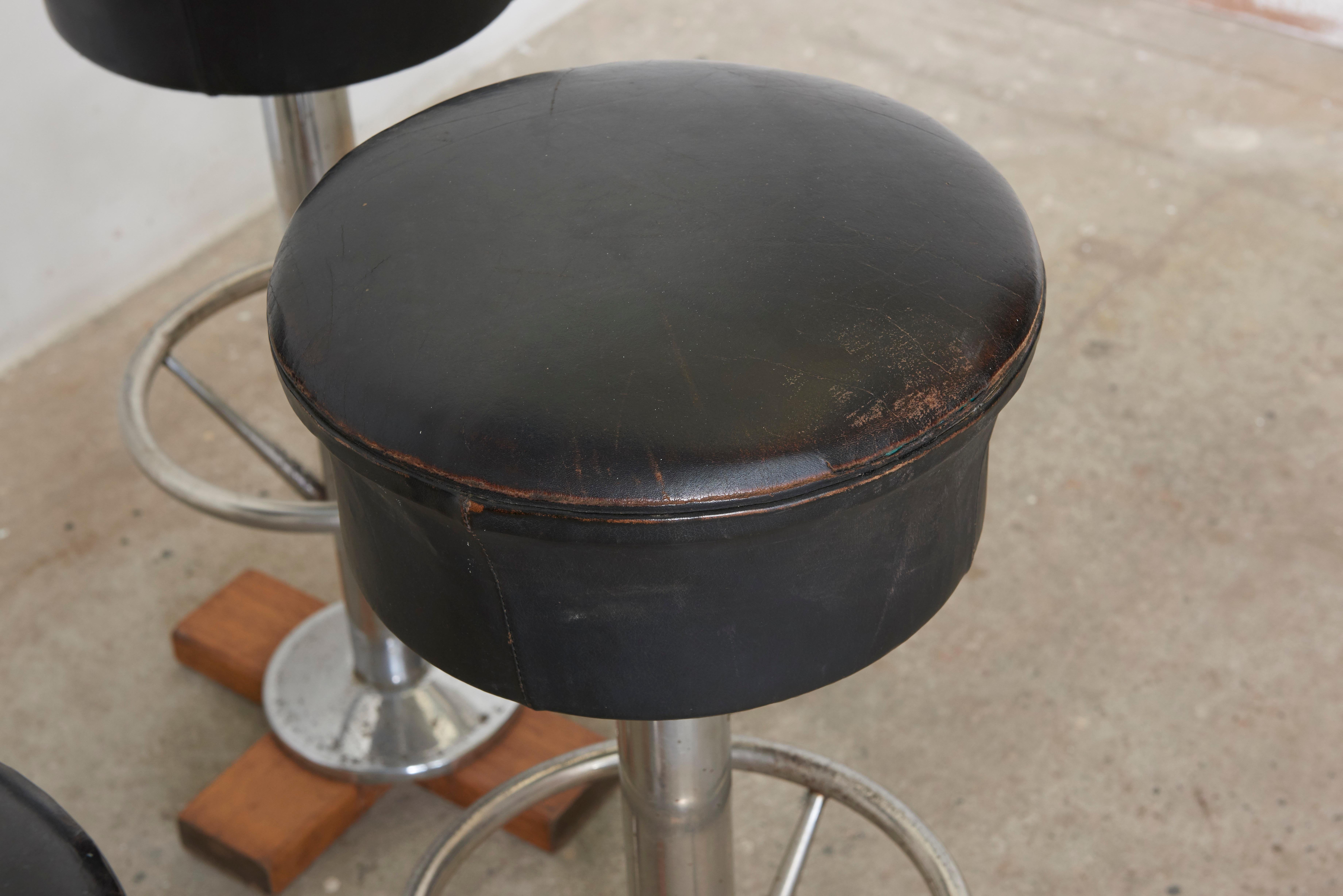 Mid-20th Century Set of Five Belgium Revolving Barstools, 1960s