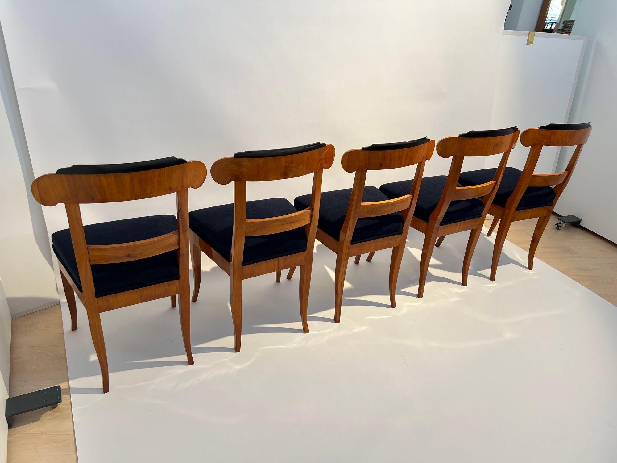 Set of Five Biedermeier Chairs, Cherry Wood, Germany circa 1830 In Good Condition For Sale In Regensburg, DE