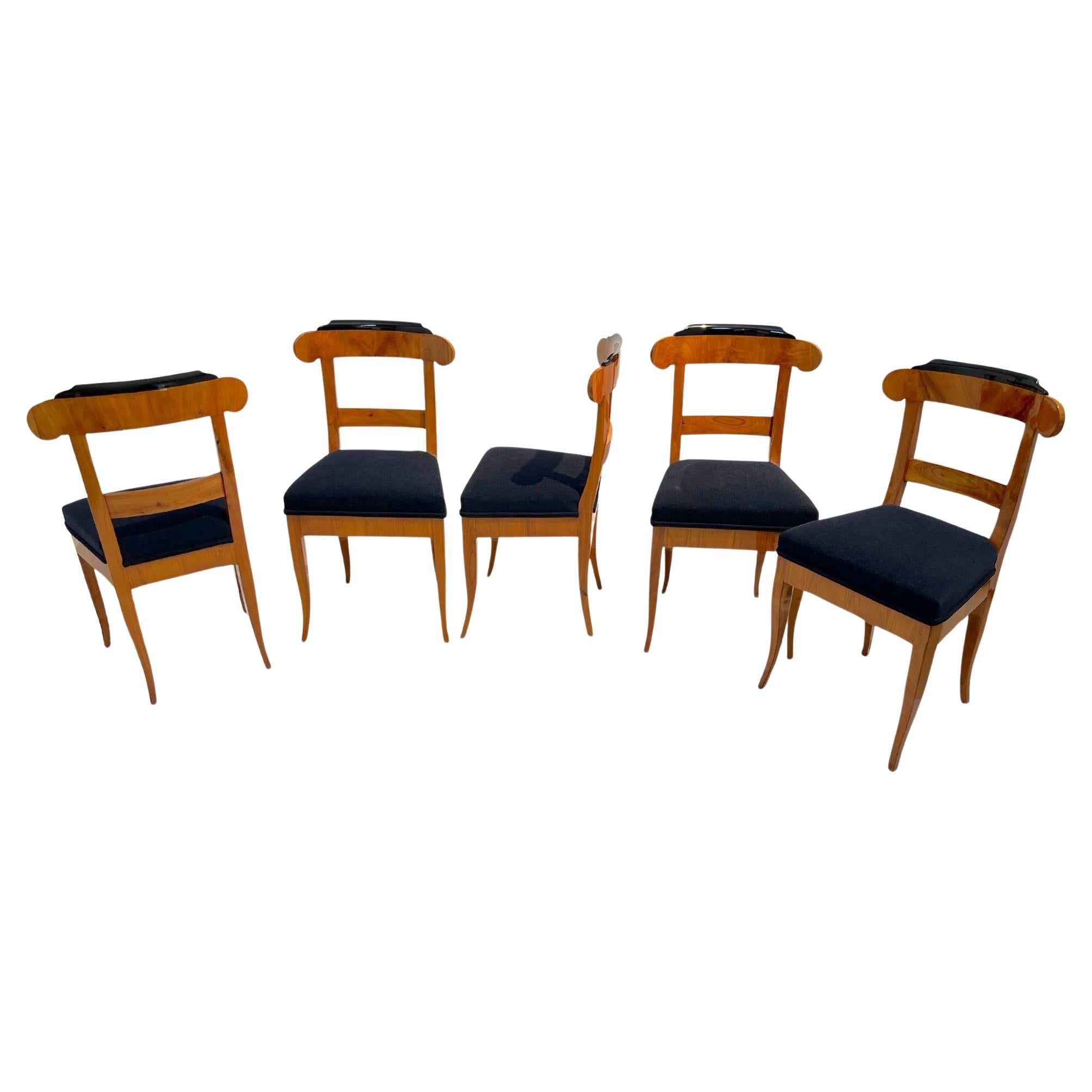 Set of Five Biedermeier Chairs, Cherry Wood, Germany circa 1830 For Sale