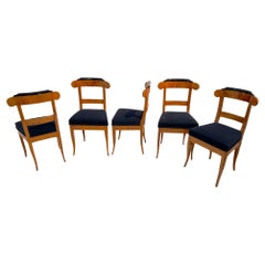 Antique Set of Five Biedermeier Chairs, Cherry Wood, Germany circa 1830