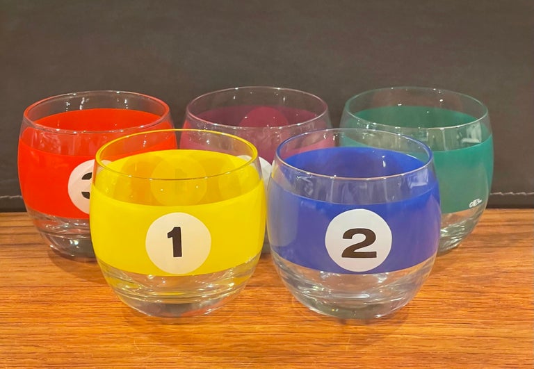 Set of Five Billiard / Pool Balls Roly Poly Cocktail Glasses by Cera For  Sale at 1stDibs | pool ball glasses, roly pool, glass pool balls