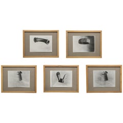 Vintage Set of Five Black and White Photo Studies, Dutch, Signed