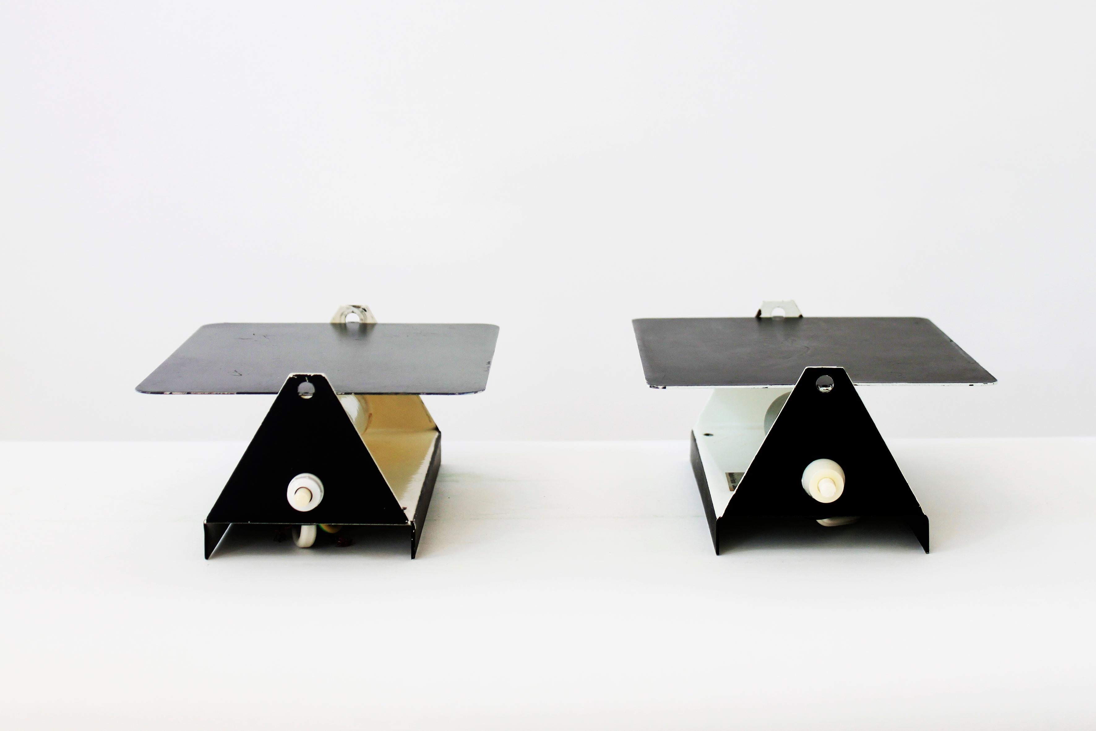 Mid-Century Modern Five Black Metal Charlotte Perriand CP1 Wall Sconces sold individually For Sale