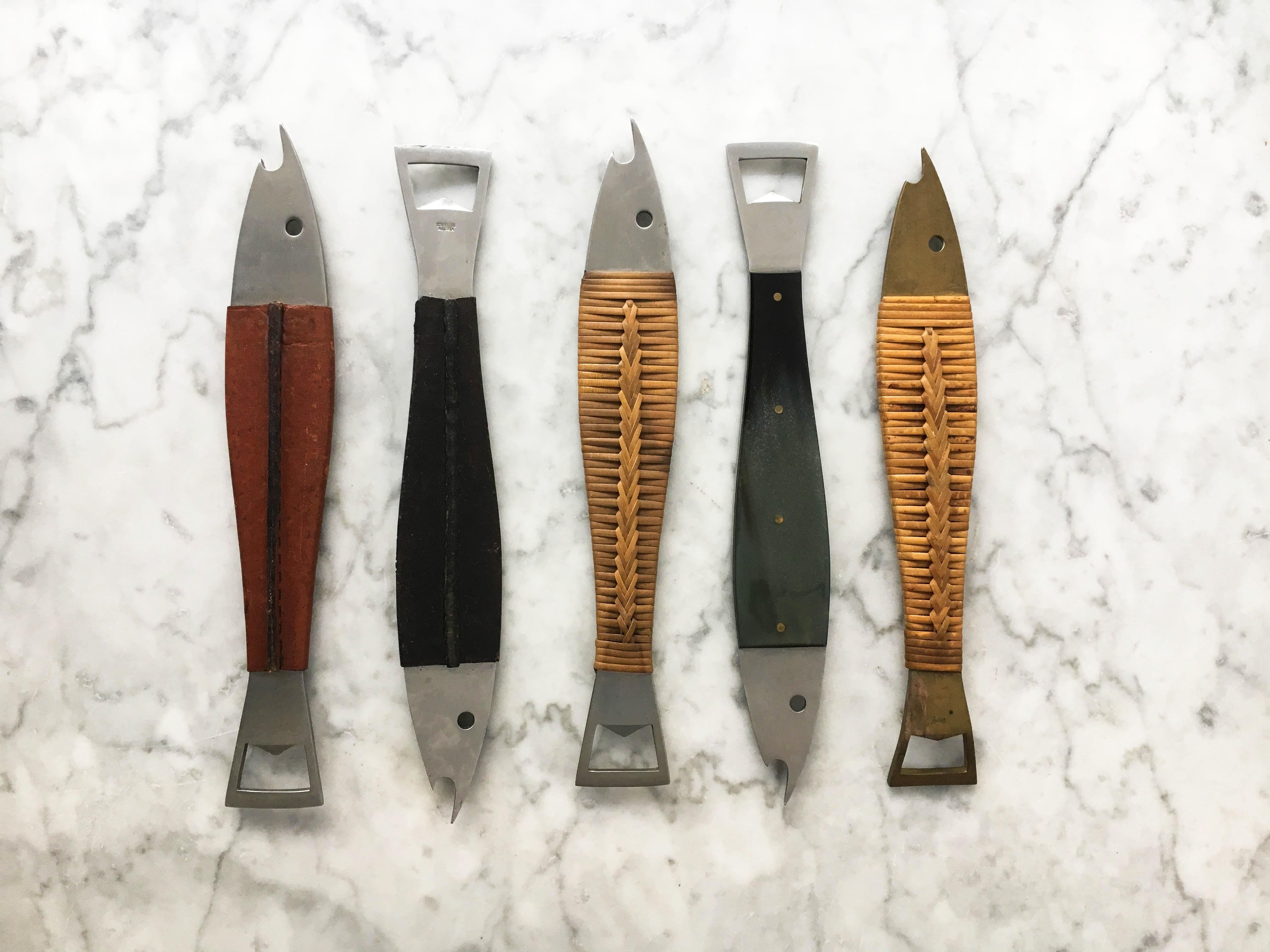 Stainless Steel Carl Auböck II Collection of Five Bottle Openers Model '4687', Austria 1950s For Sale