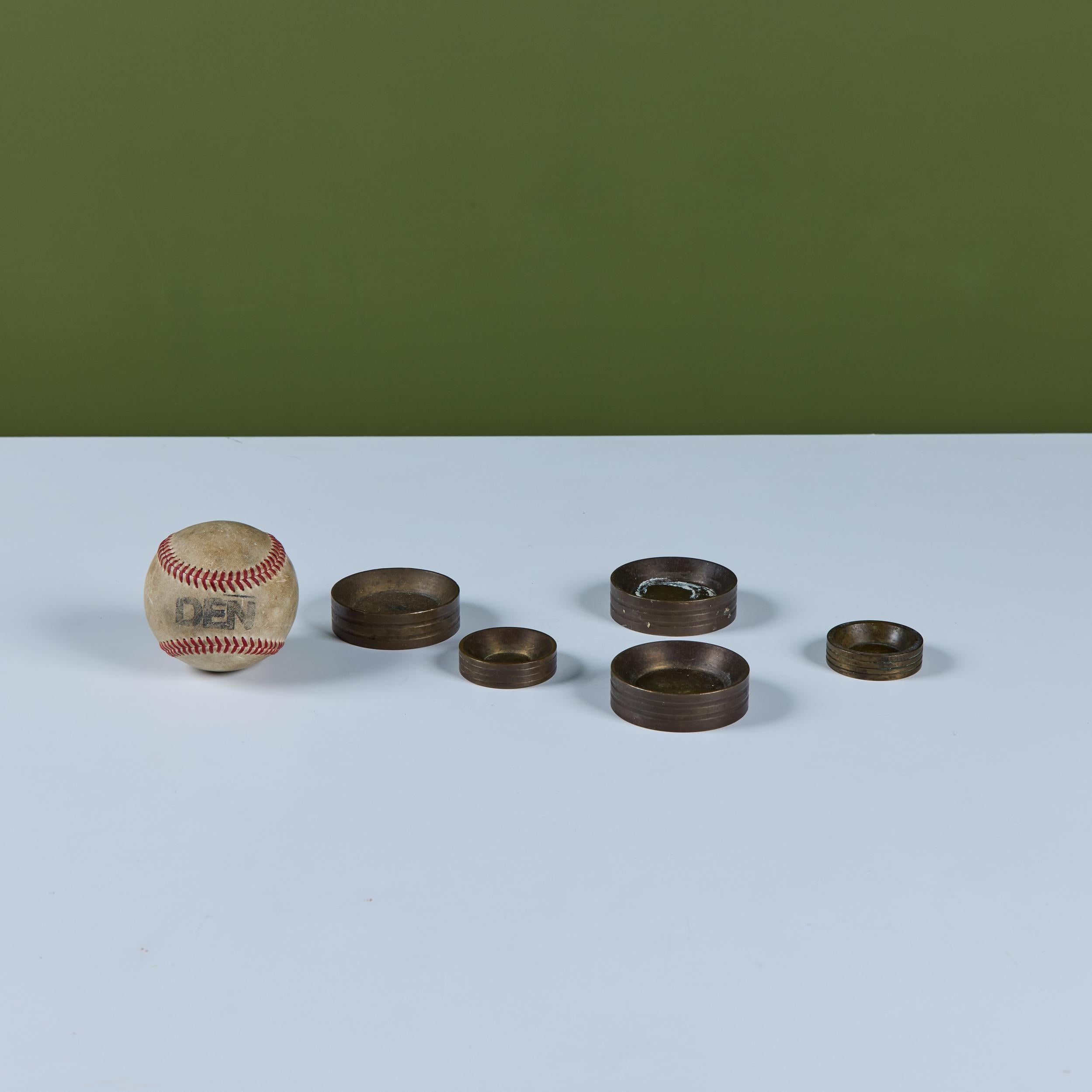 Mid-Century Modern Set of Five Bronze Weights For Sale