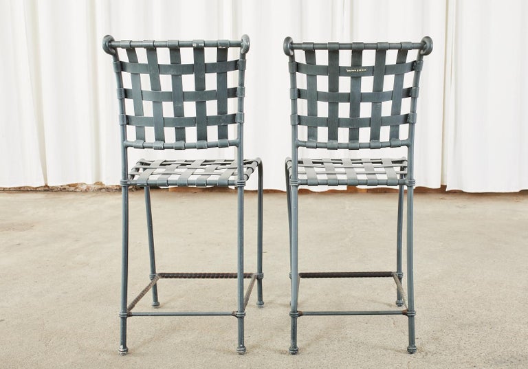 Set of Five Brown Jordan Florentine Aluminum Counter Barstools at