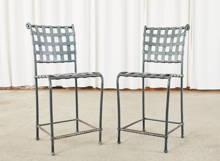 Set of Five Brown Jordan Florentine Aluminum Counter Barstools at