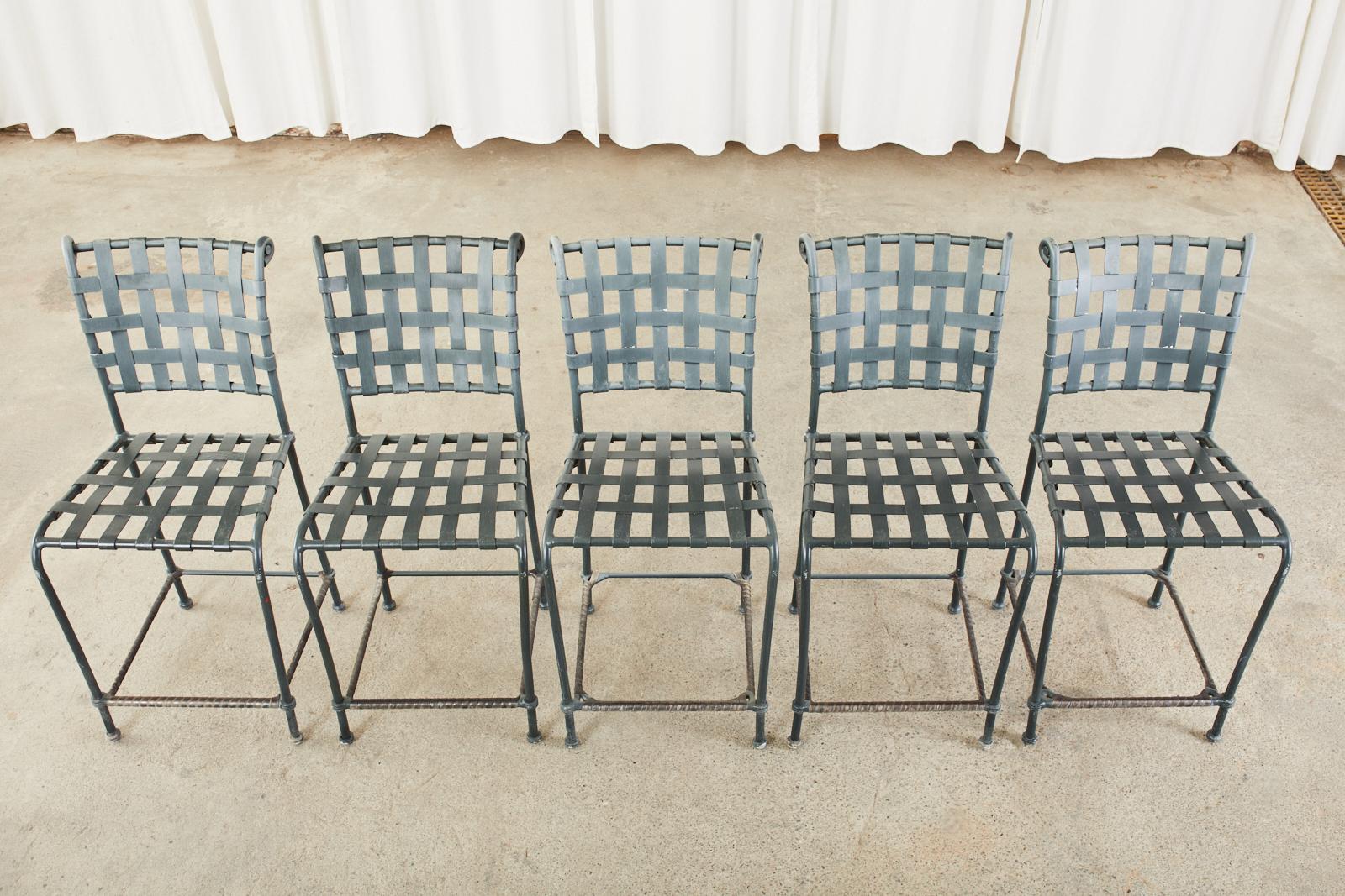 American Set of Five Brown Jordan Florentine Aluminum Counter Barstools