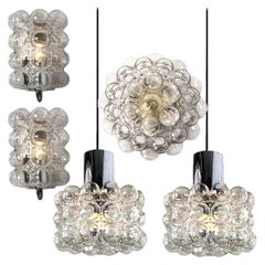 Set of Five Bubble Glass Fixtures Designed by Helena Tynell for Glashütte