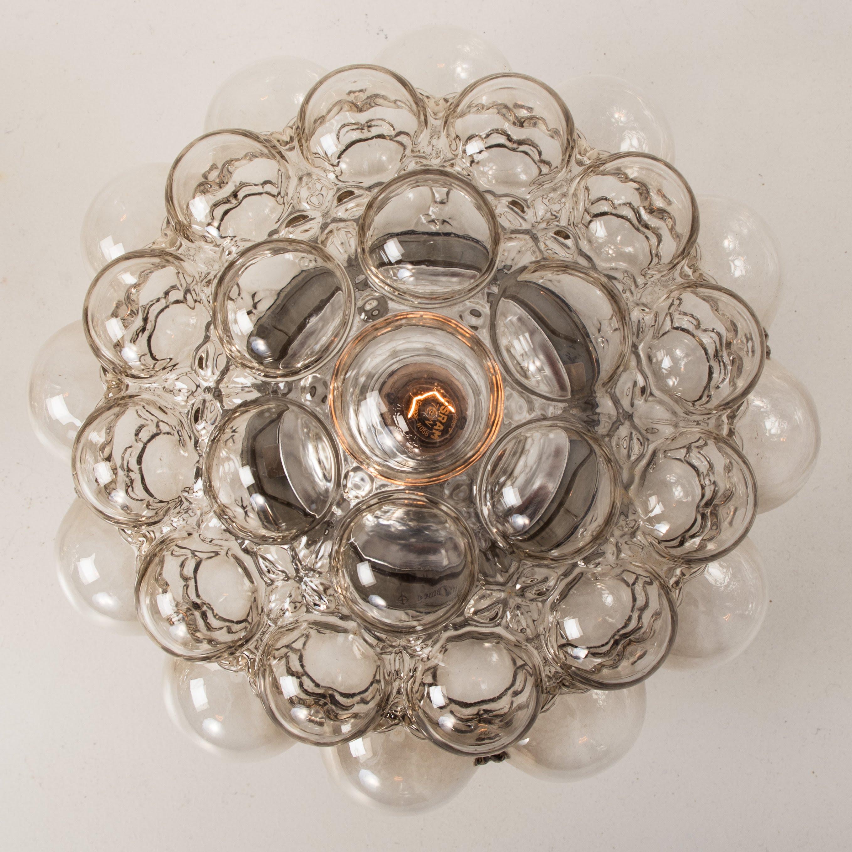 German Set of Five Bubble Glass Fixtures Designed by Helena Tynell for Glashütte For Sale