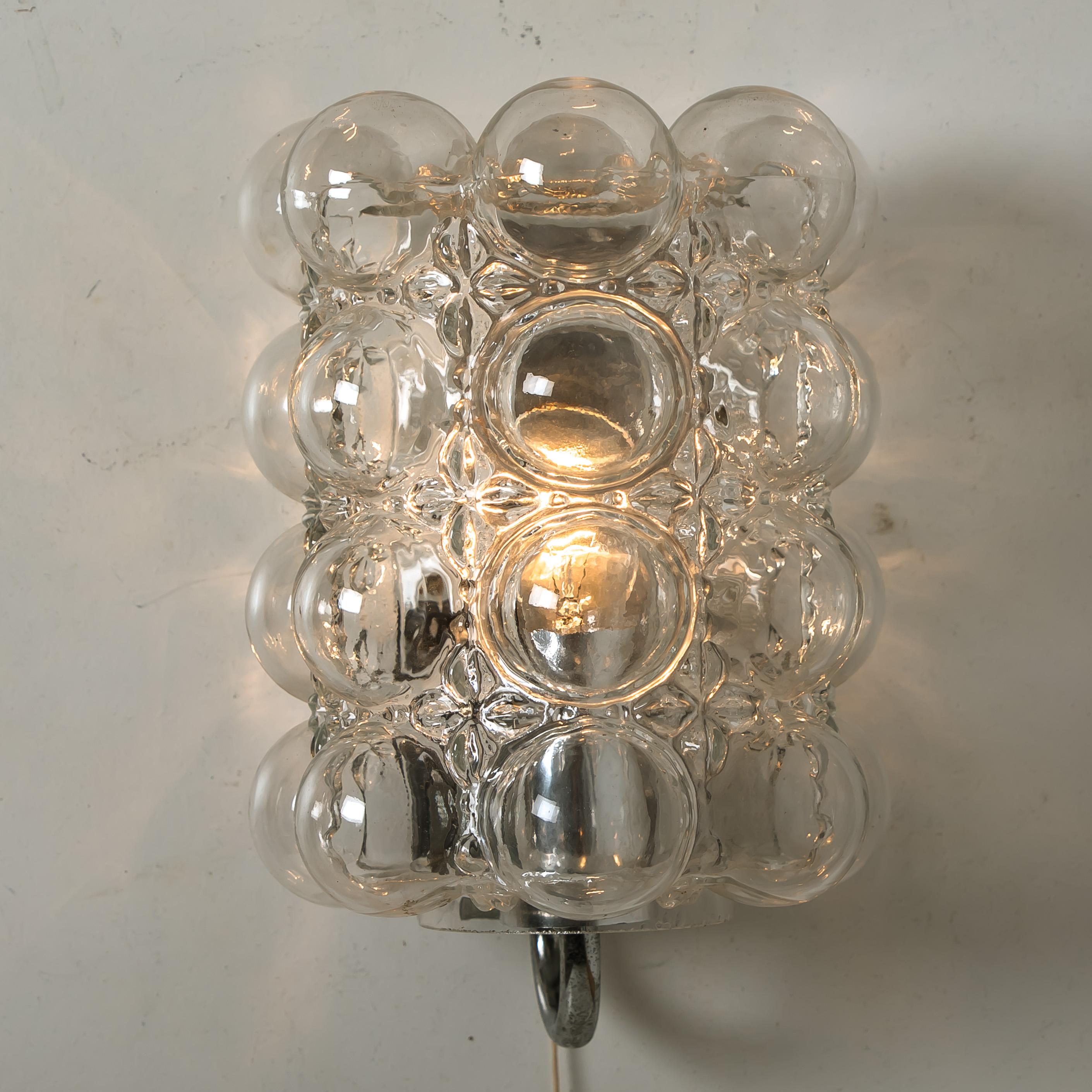 Blown Glass Set of Five Bubble Glass Fixtures Designed by Helena Tynell for Glashütte For Sale