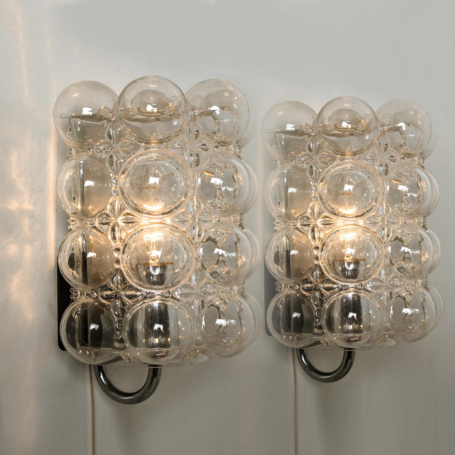 Set of Five Bubble Glass Fixtures Designed by Helena Tynell for Glashütte For Sale 1