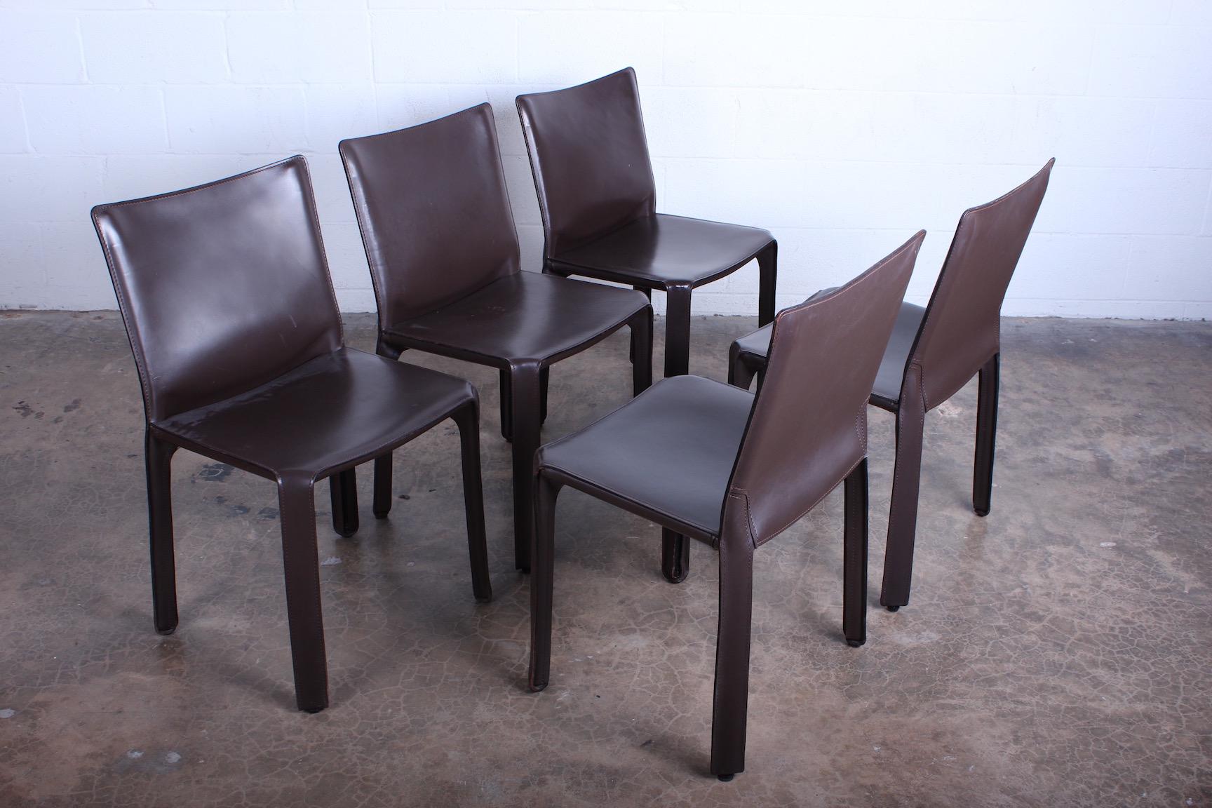 Mid-20th Century Set of Five Cab Chairs by Mario Bellini