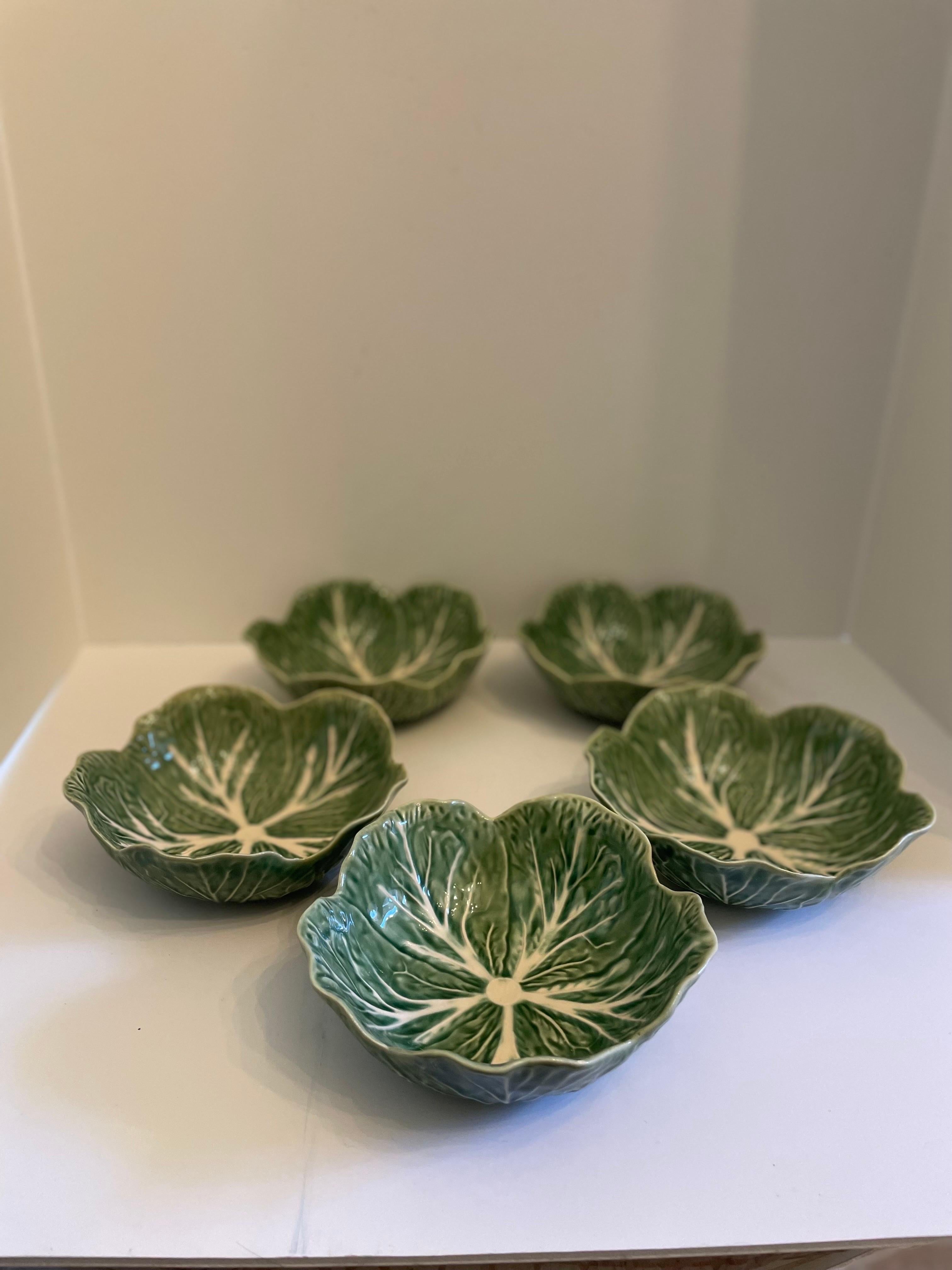  Set Of Five Cabbage Pattern Bowls by Bordallo Pinheiro, Portugal 6