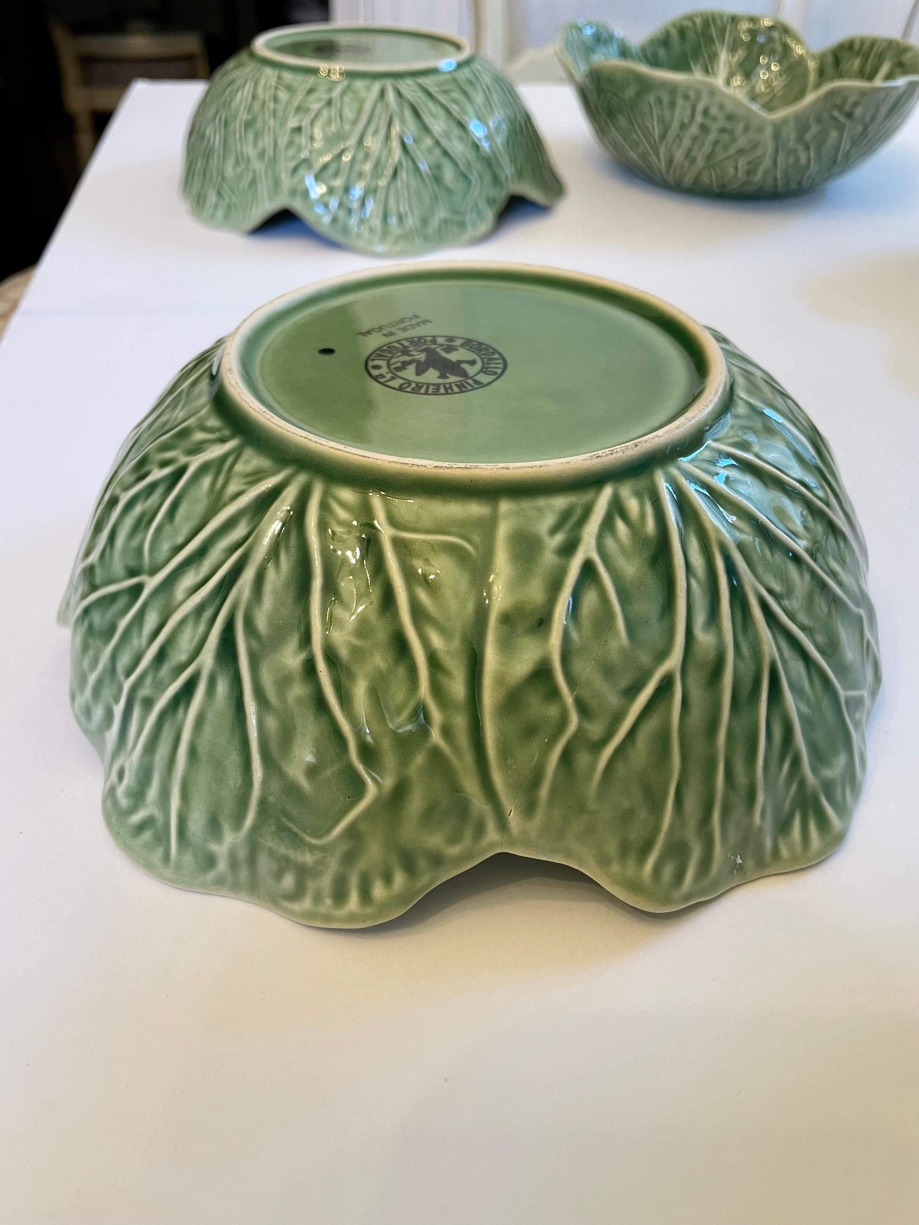 20th Century  Set Of Five Cabbage Pattern Bowls by Bordallo Pinheiro, Portugal