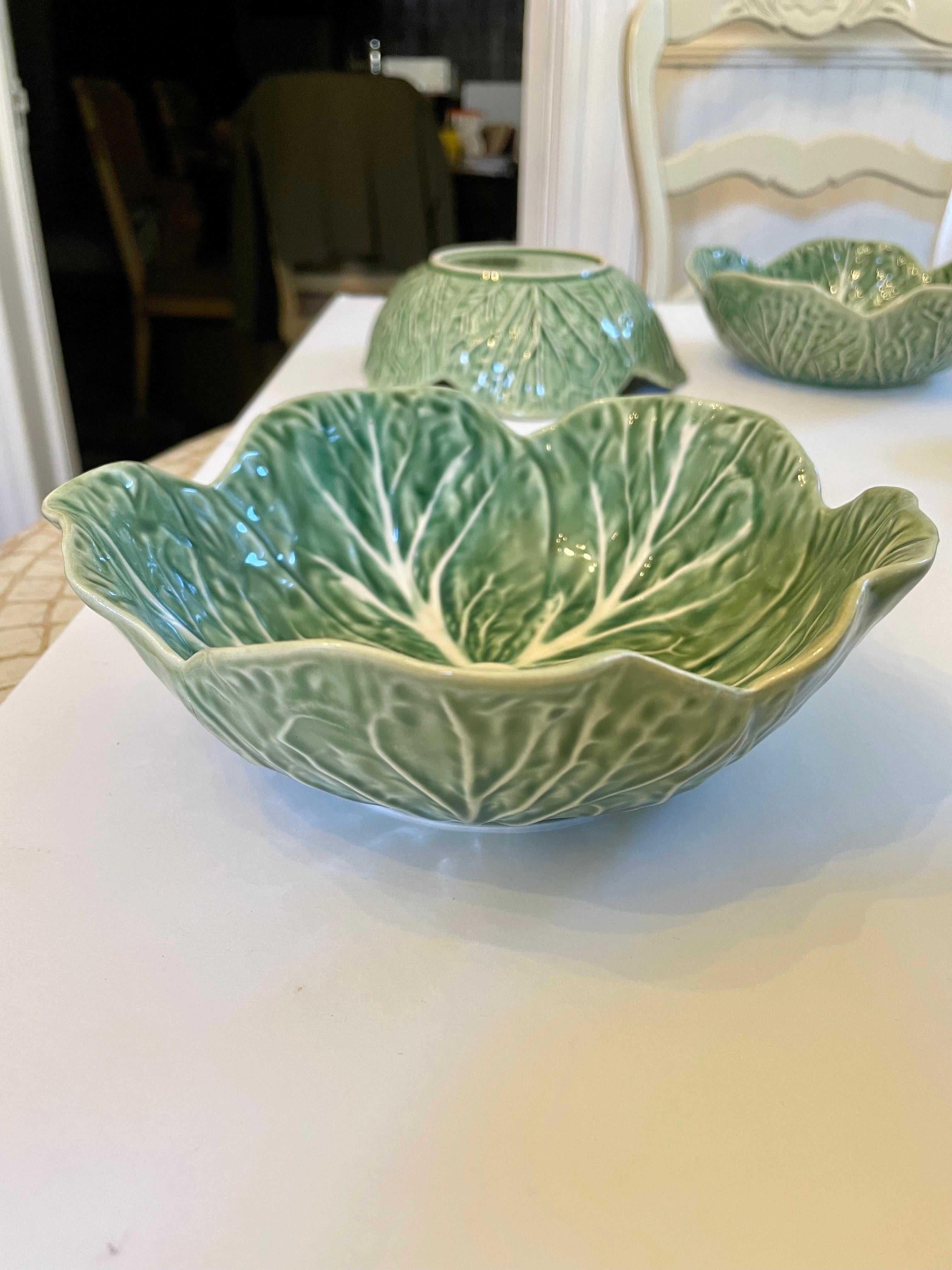 Ceramic  Set Of Five Cabbage Pattern Bowls by Bordallo Pinheiro, Portugal