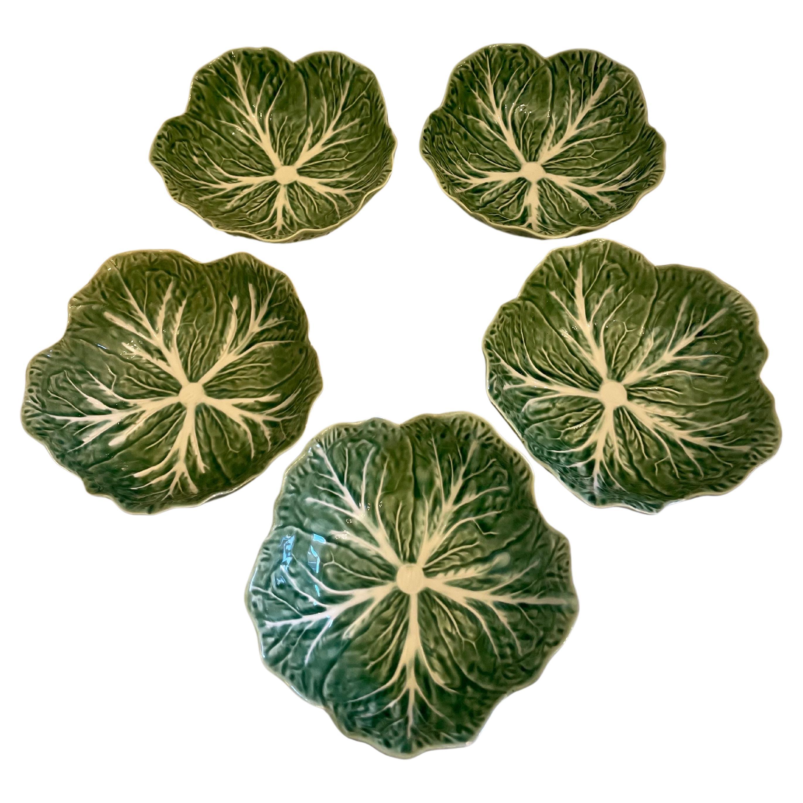  Set Of Five Cabbage Pattern Bowls by Bordallo Pinheiro, Portugal
