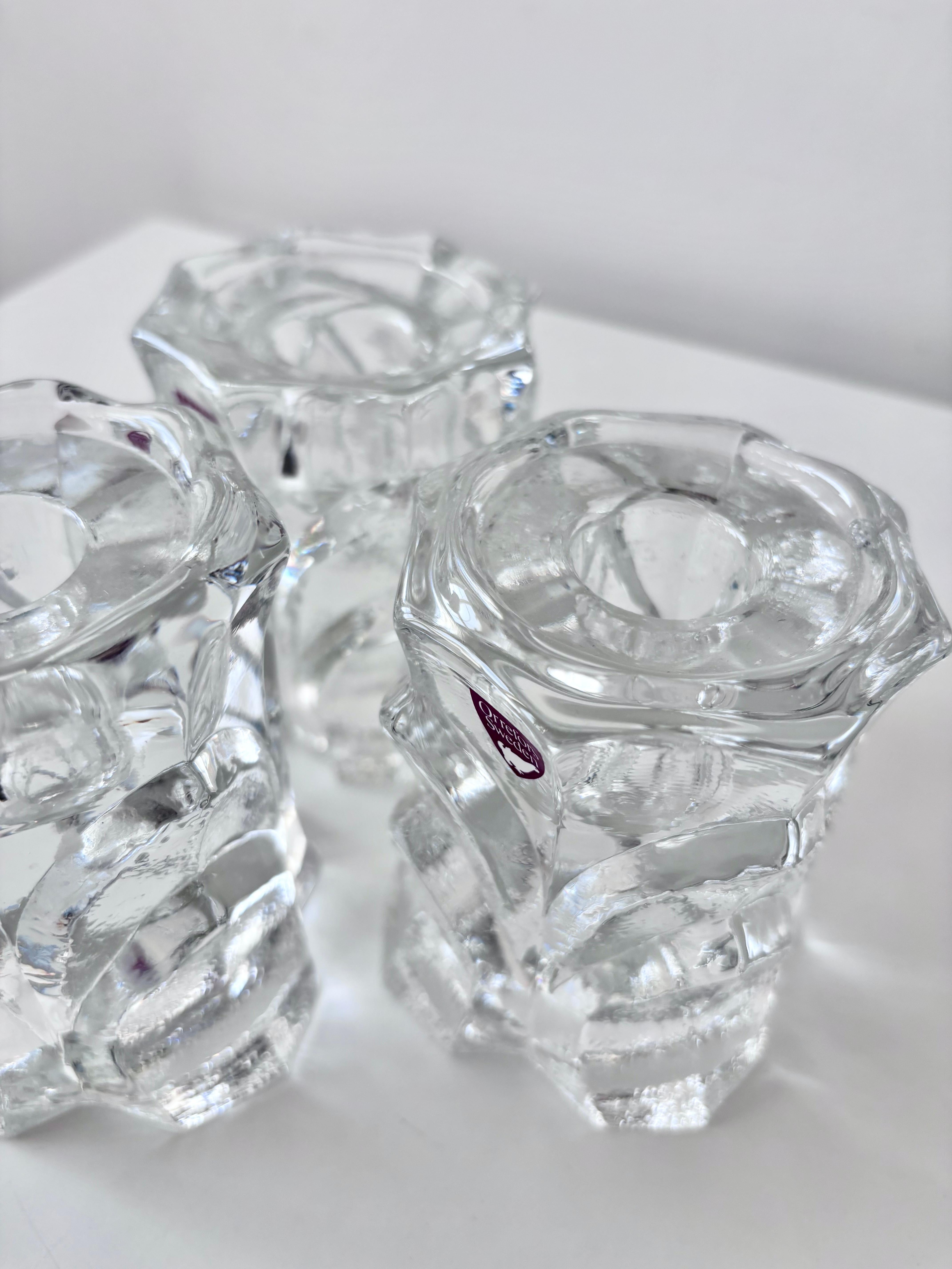 Set of Five “Capella” Crystal Candle Holders by Orrefors, Sweden For Sale 5