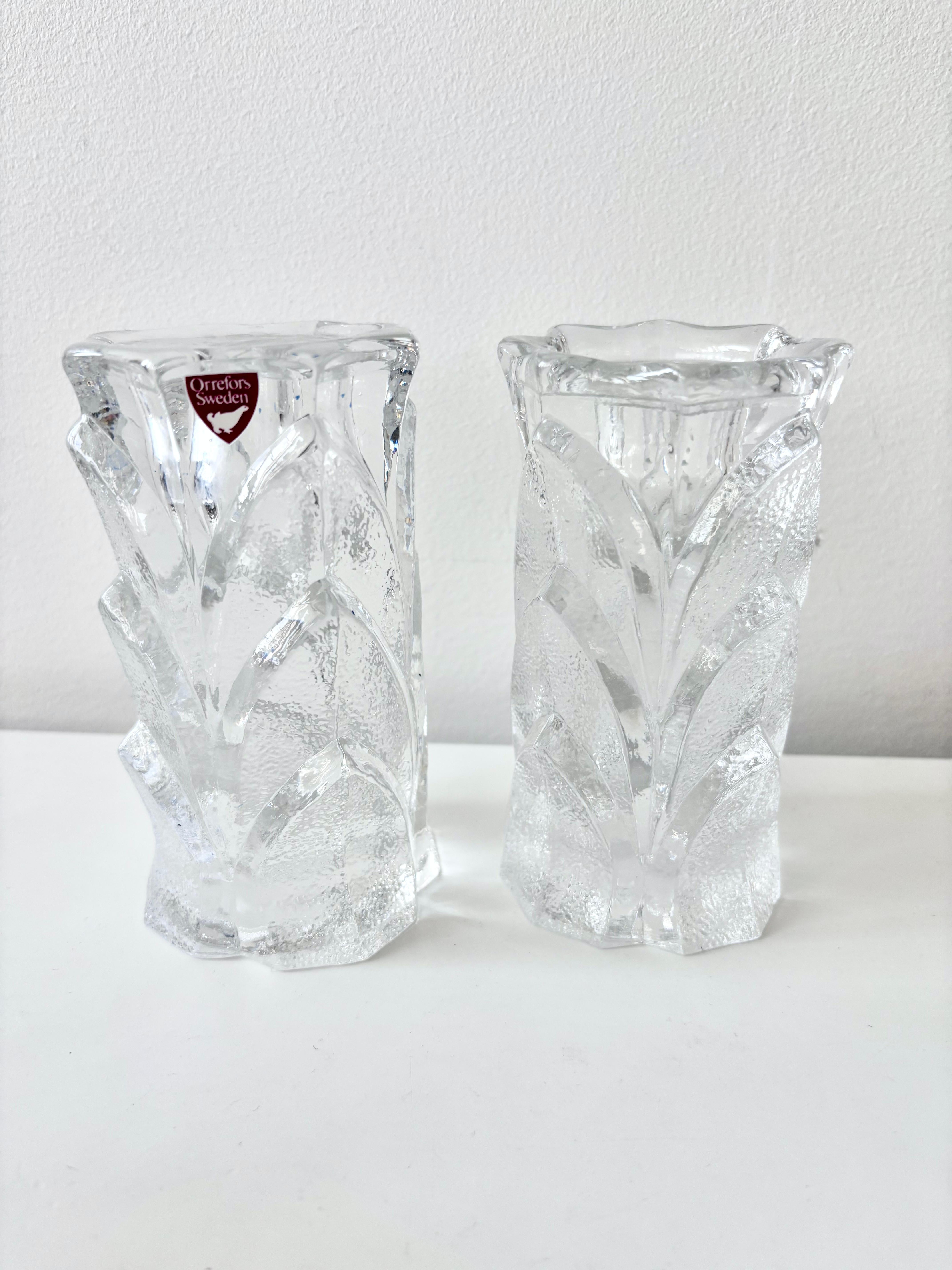 Art Glass Set of Five “Capella” Crystal Candle Holders by Orrefors, Sweden For Sale