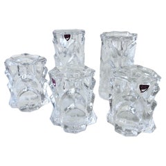 Set of Five “Capella” Crystal Candle Holders by Orrefors, Sweden