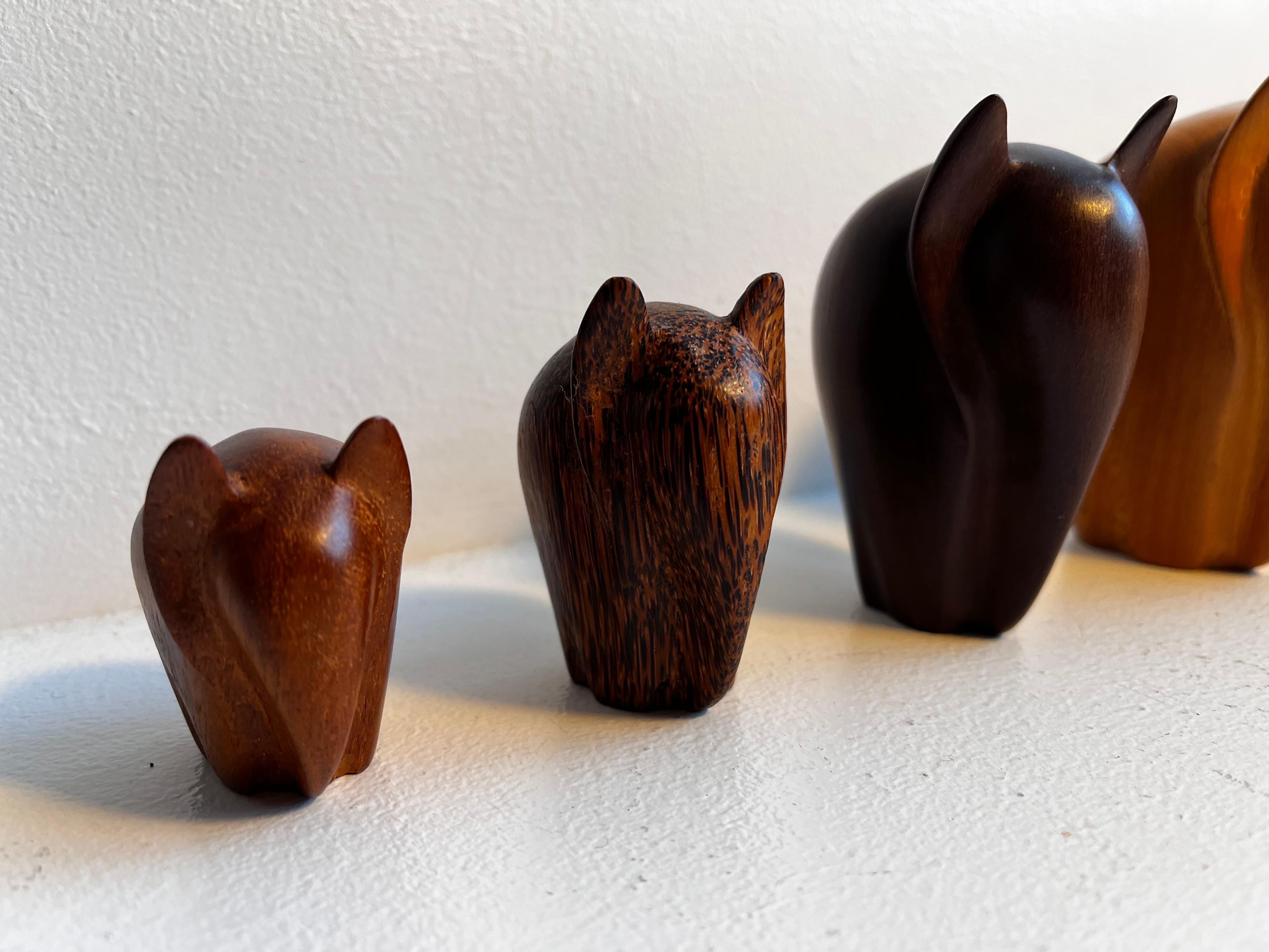 Set of five carved modernist Elephants in a mix of woods For Sale 6