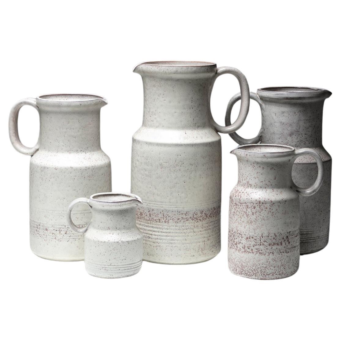 Set di cinque brocche in ceramica di Alessio Tasca, Italia, anni '70 in vendita