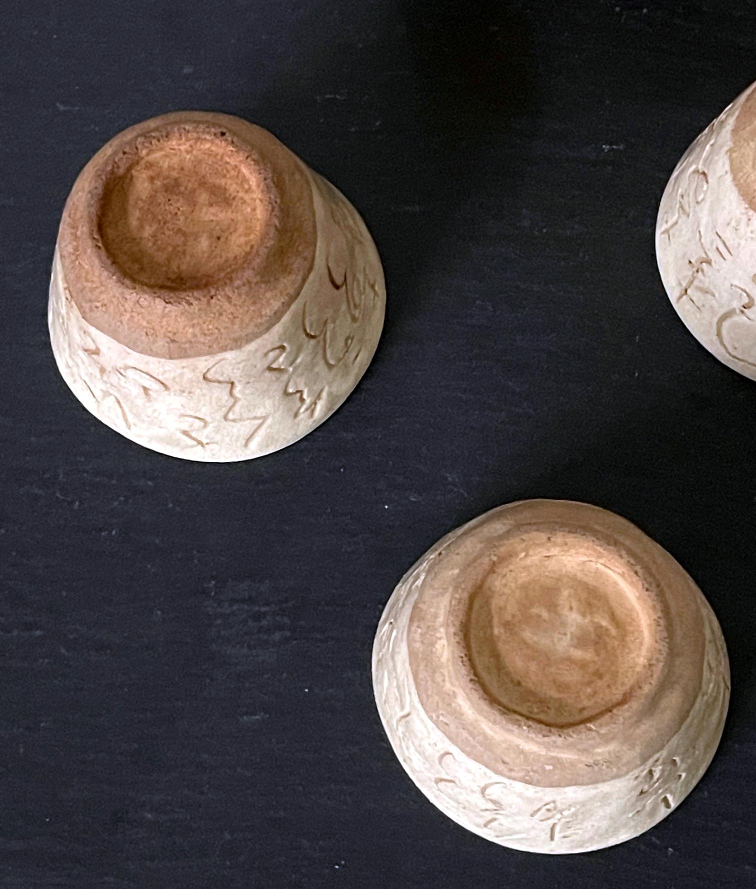 Set of Five Ceramic Tea Cups by Otagaki Rengetsu For Sale 9
