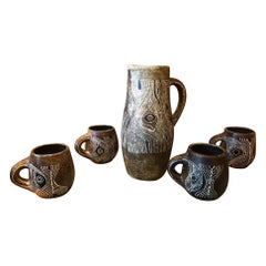 Set of Five Ceramics by Les 2 Potiers, France, 1960s