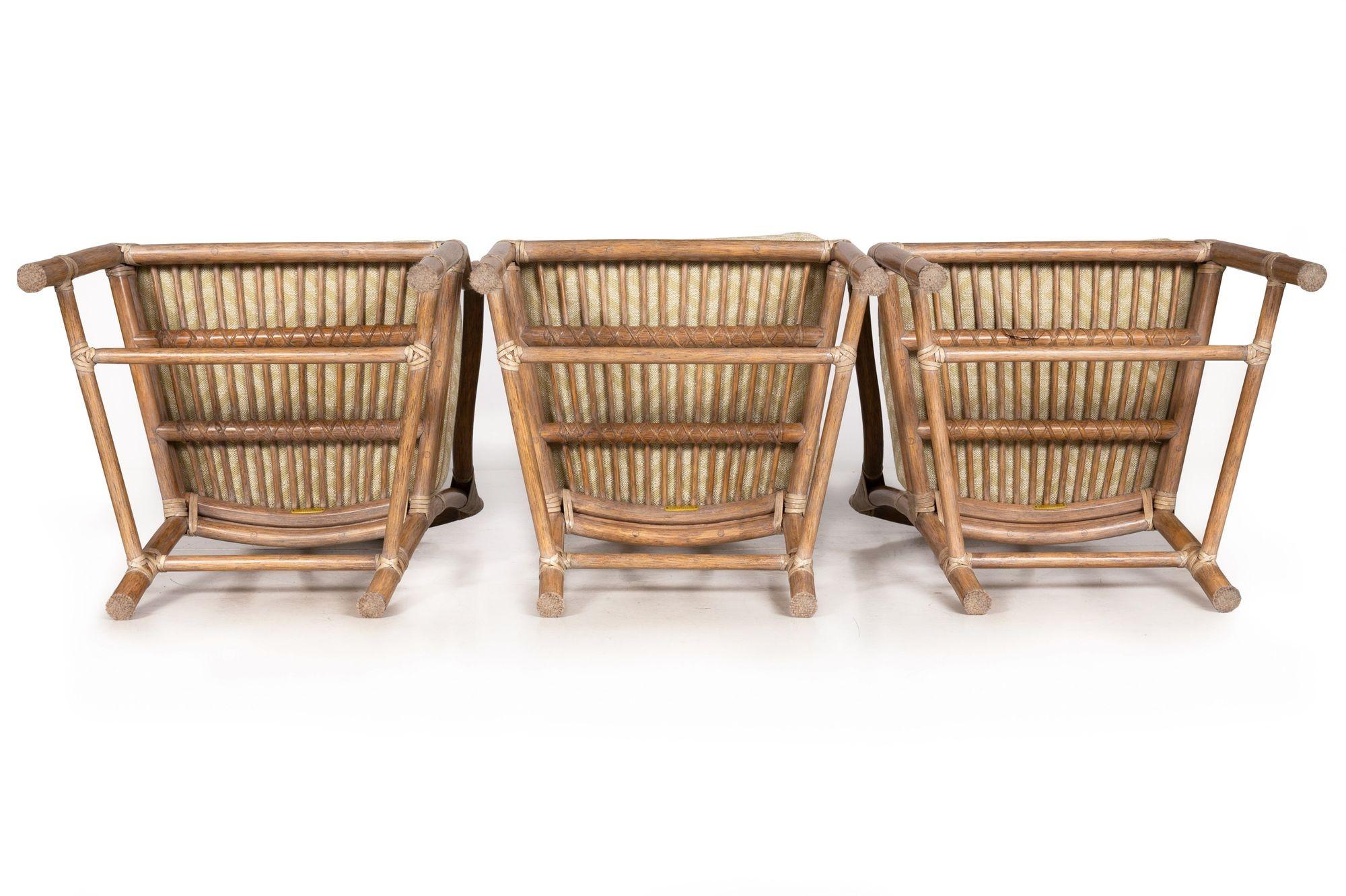Ensemble de cinq chaises de salle à manger en rotin cérusé avec table en bambou de McGuire en vente 6