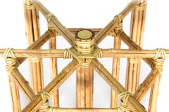 Set of Five Cerused Rattan Dining Chairs with Bamboo Table by McGuire