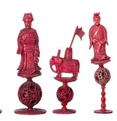 Set of five chess pieces - 19th century