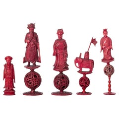 Set of five chess pieces - 19th century